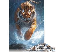 Puzzle per adulti 1000 pezzi Tigre nella tempesta Puzzle in legno per adulti e adolescenti Giochi educativi per la casa Giocattoli fai da te 1000 pezzi (75x50 cm)