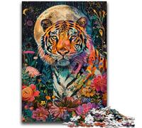 Puzzle per adulti 1000 pezzi Tigre sotto la luna per età 14 anni e oltre Giocattolo educativo intellettuale decomprimente Ottimo regalo 50x75cm