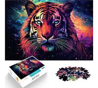 Puzzle per adulti 1000 pezzi tigre sulla galassia colorata sfida educativa migliora la memoria adatta per adolescenti dai 14 anni in su, 26 x 38 cm