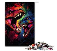 Puzzle per adulti 1000 pezzi Tirannosauro Rex che si morde a vicenda Puzzle Gioco Giocattoli Divertenti 75x50cm