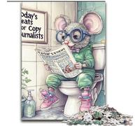 Puzzle per adulti 1000 pezzi "Topolino che va in bagno" in legno, idea regalo per le feste, opera d'arte umoristica, opera d'arte dettagliata 50x75cm, festa di compleanno per uomini e donne