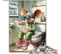 Puzzle per adulti 1000 pezzi "Topolino che va in bagno" in legno, regalo perfetto per genitori, amanti e amici - età 14+, dimensioni 50x75cm, festa di compleanno per uomini e donne