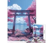 Puzzle per adulti 1000 pezzi Torii giapponese Vaporwave Decorazione per la casa Giocattoli Ottimi regali e giocattoli Gioco per famiglie Migliorare l'amore tra coppie Dimensioni 38x26cm
