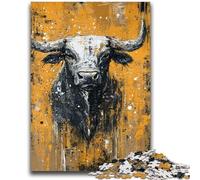 Puzzle per adulti 1000 pezzi Toro nero e oro Gioco impegnativo e gioco per famiglie Decorazione da parete Regali unici per compleanno e Natale 50x75cm