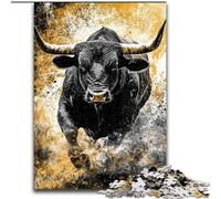 Puzzle per adulti 1000 pezzi Toro Nero Oro, gioco per famiglie antistress, sfida difficile, rafforza l'amore tra coppie dimensioni 26x38cm