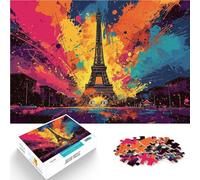 Puzzle per adulti, 1000 pezzi, torre Eiffel colorata, regalo di puzzle, rafforza l'amore tra coppie per adolescenti dai 14 anni in su, 50 x 75 cm