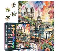 Puzzle per adulti, 1000 pezzi, Torre Eiffel, opera d'arte ad acquerello, il suo colorato paesaggio primaverile, migliora la coordinazione occhio-mano, regalo per amici (70 x 50 cm)