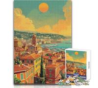 Puzzle per adulti 1000 pezzi Tramonto a Nizza, Francia Sfida difficile Gioco pratico per bambini dai 14 anni in su (dimensioni 38x52cm)