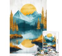 Puzzle per adulti 1000 pezzi Tramonto dorato Montagna Lago Giocattolo Decorazione da parete Regali per donne Uomini Gioco pratico Migliora l'amore tra coppie Dimensioni 38x26cm