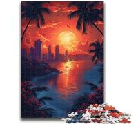 Puzzle per adulti 1000 pezzi Tramonto in una città di mare Giocattoli educativi per l'apprendimento Giochi per famiglie Gioco educativo per compleanno, Natale 50x75cm