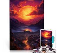 Puzzle per Adulti 1000 pezzi Tramonto sugli alberi della città Giocattoli Giochi educativi Anti-stress 26x38cm con Poster Abbinato e Foglio di Domande