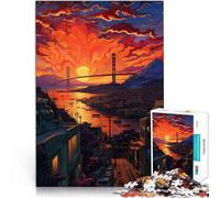 Puzzle per adulti 1000 pezzi Tramonto sul Golden Gate Fatto di legno da 14 anni in su gioco di sfida unico Offerti come regali per tutta la famiglia misurare：50x75cm