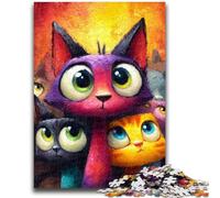 Puzzle per adulti 1000 pezzi Tre gatti Giochi educativi Decorazione per la casa Collezione di artisti, Belle arti 26X38CM