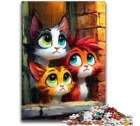 Puzzle per adulti 1000 pezzi Tre gatti Giochi educativi Decorazione per la casa Collezione di artisti, Belle arti 26X38CM