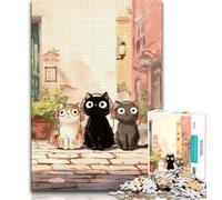 Puzzle per adulti 1000 pezzi Tre gatti, giochi educativi, decorazioni per la casa, regalo di compleanno, regali, arte murale (75x50cm)