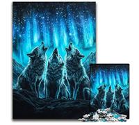 Puzzle per adulti 1000 pezzi "Tre lupi" in legno, antistress, per ammazzare il tempo in casa, un'opera d'arte per bambini dai 14 anni in su, 50x75cm