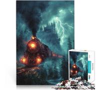 puzzle per adulti 1000 pezzi Treno locomotiva retrò Fatto di legno,da 14 anni in su gioco di sfida unico Regali di gioco di Natale。misurare:50x75cm/19.68x29.52pollice