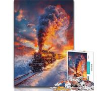 Puzzle per adulti 1000 pezzi Treno sulla neve Tramonto, aiuta il cervello a esercitare giocattoli avvincenti per coltivare la pazienza Decorazione perfetta 38x26cm