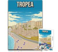 Puzzle per adulti 1000 pezzi Tropea Minimal Retro Italia Travel Poster Bellissimo gioco di design Un'opera d'arte Regalo per compleanni Dimensioni 38x52cm