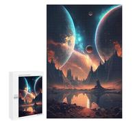 Puzzle per adulti 1000 pezzi Twin Planets Landscape Puzzle per adulti, gioco di famiglia, idea regalo per donne, regalo di compleanno, regali, 1000 pezzi
