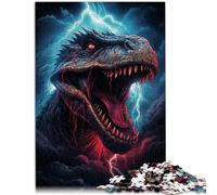 Puzzle per adulti 1000 pezzi Tyrannosaurus Rex circondato da una tempesta anti-stress, 26 x 38 cm, regalo di compleanno regali decorazione da parete