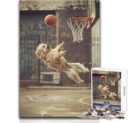 Puzzle per adulti 1000 pezzi Un cane che gioca a basket Giocattolo Gioco intellettuale Regali per donne Regalo di compleanno Dimensioni 38x26cm