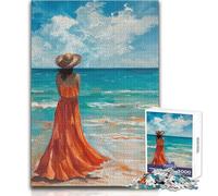 Puzzle per adulti 1000 pezzi Una donna sola in spiaggia Giocattolo Gioco intellettuale Regali per donne Regalo di compleanno Dimensioni 38x26cm
