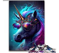 Puzzle per adulti 1000 pezzi Unicorni con occhiali Puzzle 1000 pezzi per adulti Giochi educativi Decorazione per la casa (dimensioni 26x38cm)