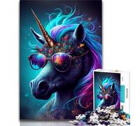 Puzzle per adulti 1000 pezzi Unicorni con occhiali Puzzle per adulti,giochi di attività per famiglie stimolanti Giocattolo fai da te per regali di decorazione da parete per la casa (38x26cm)
