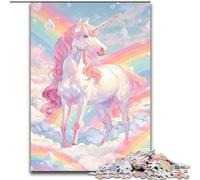 Puzzle per adulti 1000 pezzi Unicorno rosa, giocattolo educativo intellettuale decomprimente, ideale come regalo per tutta la famiglia (dimensioni 26x38cm)