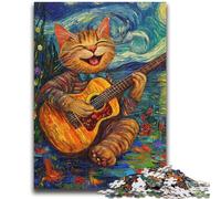 Puzzle per adulti 1000 pezzi Van Gogh Cielo notturno Gatto che suona la chitarra per età 14+ Giochi educativi per adulti e adolescenti Opera d'arte regalo 26x38cm