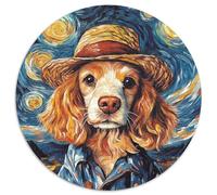 Puzzle per adulti 1000 pezzi Van Gogh Dog, puzzle rotondo da 1000 pezzi, ideale come decorazione fai da te e come regalo rompicapo (67,5x67,5cm)