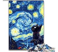 Puzzle per adulti 1000 pezzi Van Gogh Night Sky Cat Jigsaw, ideale per adolescenti e collezionisti, regalo da viaggio, attività per famiglie, 50x75cm