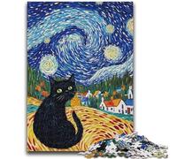 Puzzle per adulti 1000 pezzi Van Gogh Night Sky Cat per età 14+ Giochi educativi per adulti e adolescenti Opera d'arte regalo 50x75cm