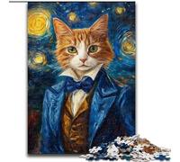 Puzzle per adulti 1000 pezzi Van Gogh Night Sky Cat Puzzle in cartone Giocattoli regalo Gioco educativo Intellettuale Decompressione Divertente Gioco per famiglie Dimensioni 38x26CM
