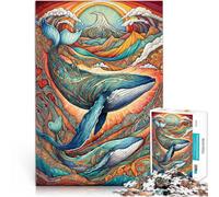 puzzle per adulti 1000 pezzi Viaggio delle balene Fatto di legno,per età 14+ gioco di sfida unico Un'opera d'arte。misurare:50x75cm/19.68x29.52pollice