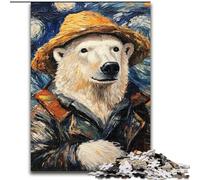 Puzzle per adulti 1000 pezzi Vincent Van Gogh Orso polare in legno, idea regalo per le feste, opera d'arte umoristica, opera d'arte dettagliata 50x75cm, festa di compleanno per uomini e donne