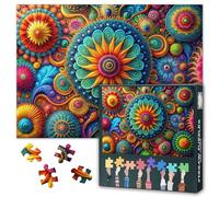 Puzzle per adulti, 1000 pezzi, vivace arte astratta floreale, design con fiori colorati con bordo puzzle di alta qualità, puzzle per adulti da 1000 pezzi per il relax, 60 x 40 cm