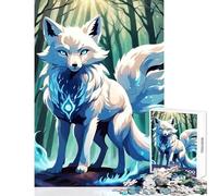 Puzzle per adulti 1000 pezzi Volpe bianca mistica nella foresta Decorazione per la casa Giocattoli Ottimi regali e giocattoli Giochi rilassanti Attività divertenti a casa Dimensioni 38x52cm