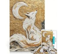 Puzzle per adulti: 1000 pezzi Volpe bianca sotto la luna crescente gioco interattivo divertimento in famiglia per rafforzare l'amore tra le coppie 50x75cm