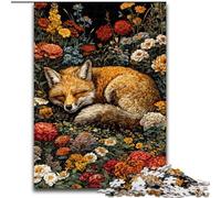 Puzzle per adulti 1000 pezzi Volpe che dorme tra i fiori Puzzle in legno 50X75cm Ideale per gli innamorati, perfetto regalo di Natale, Capodanno, San Valentino