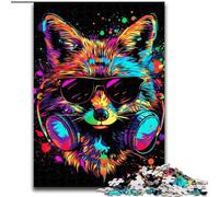 Puzzle per adulti 1000 pezzi Volpe con occhiali da sole in legno un regalo perfetto per il divertimento in famiglia 50x75cm per decorazioni per la casa allenamento del cervello e regali per le feste.