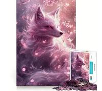 Puzzle per adulti 1000 pezzi Volpe in fiore di ciliegio Gioco di costruzione Exact Edge Art Focus Cozy Time Game Decorazione natalizia da parete (38x52cm)