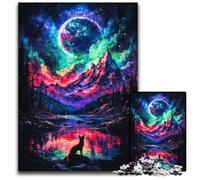 Puzzle per adulti 1000 pezzi Volpe sotto il pianeta Puzzle di cartone Relax & Challenge, arte decorativa colorata per la casa, amici 26X38cm