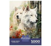 Puzzle Per Adulti 1000 Pezzi White Wolves in Autumn Forest Puzzle Per Adulti Gioco Pratico Vacanza A Casa Passatempo Gioco Stimolante Regali 70x50cm/1000pcs