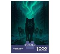 Puzzle Per Adulti 1000 Pezzi Wolf Pack Under Aurora Borealis Puzzle Per Adulti Giocattoli Antistress Corsa Di Velocità Manuale Aiuta L'esercizio Del Cervello 52x38cm/1000pcs