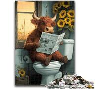 Puzzle per adulti 1000 pezzi Yak in The Toilet, puzzle da 1000 pezzi, per ammazzare il tempo durante le vacanze a casa, con poster abbinato e foglio di quiz (75x50cm)