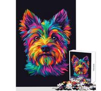 Puzzle per adulti 1000 pezzi Yorkshire Terrier arcobaleno giocattolo decorazione da parete fantastici regali e giocattoli gioco impossibile lista dei desideri con Babbo Natale dimensioni 50x75cm