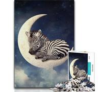 Puzzle per adulti 1000 pezzi Zebra sulla luna, per adulti, gioco educativo, giocattolo, arredamento unico per la casa e regali (dimensioni 38x26cm)