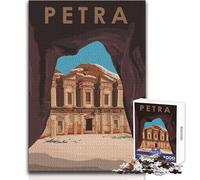 Puzzle per adulti 1000 poster con design di Petra, Giordania, ideali per momenti di relax e tranquillità, taglio uniforme e pulito, giocattolo per il tempo libero, dimensioni 38x52cm